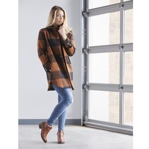 NWT BB Dakota Eldridge Plaid Coat in Cognac